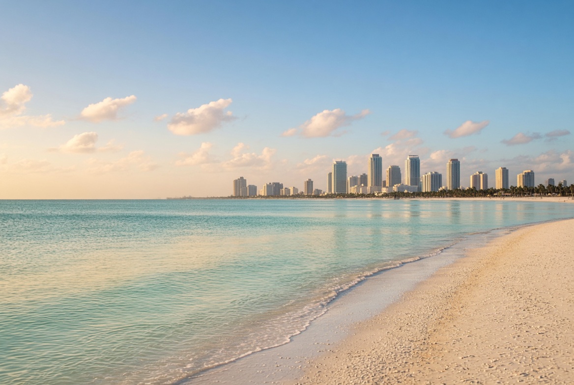 Florida coastline and city skyline